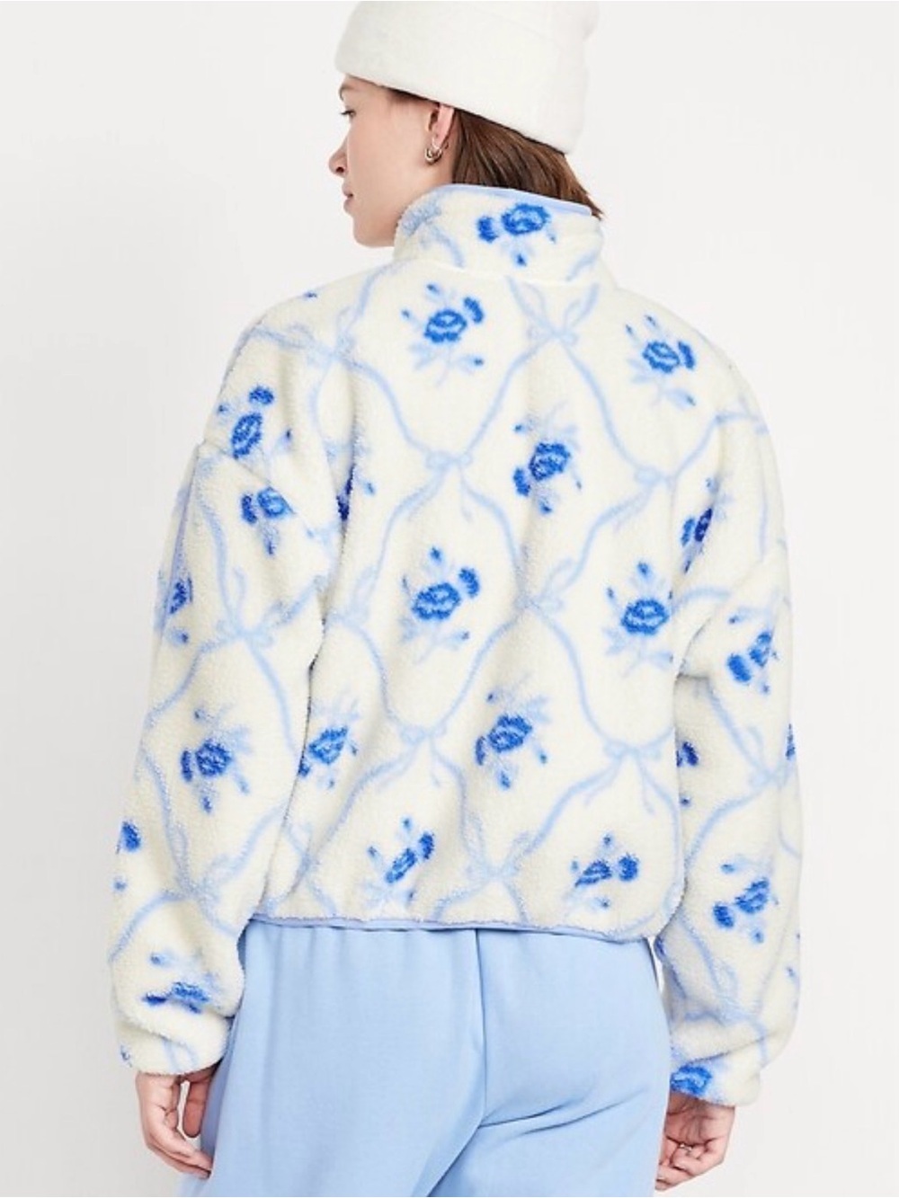 Old Navy Printed Loose Sherpa Quarter-Zip Pullover